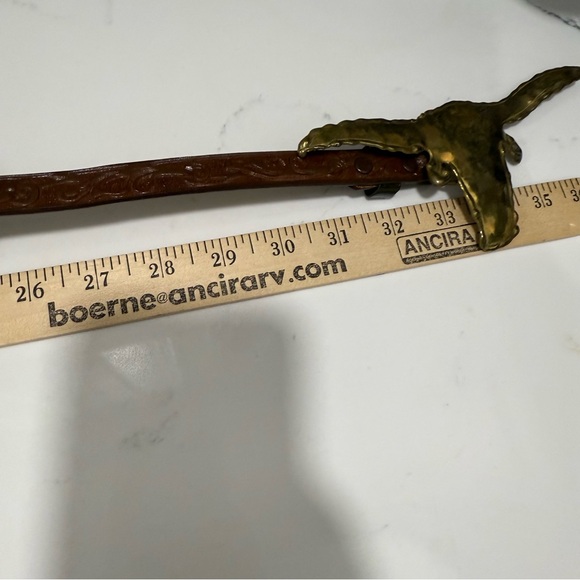 Gold Longhorn Belt with Brown Strap - Picture 4 of 5